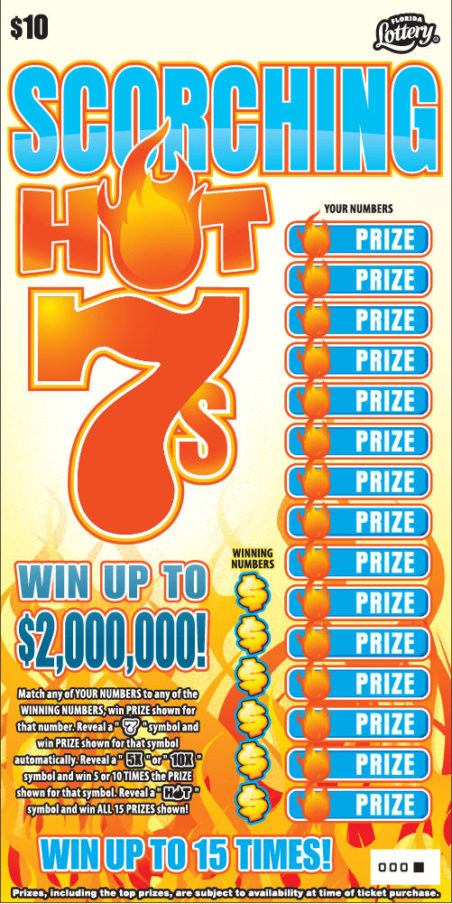 Scorching Hot 7s Florida Lottery Scratch Ticket